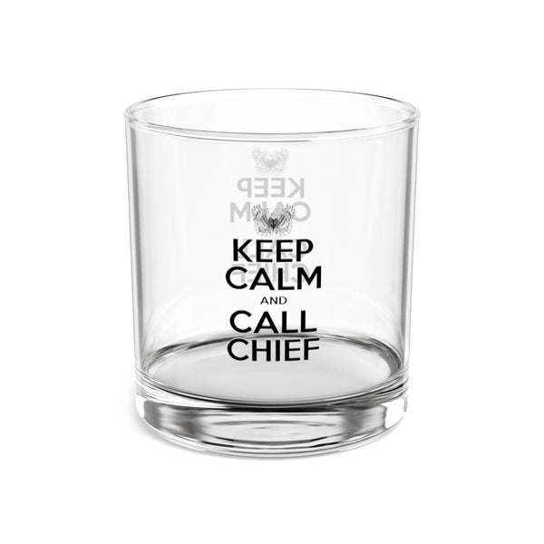 KEEP CALM and CALL CHIEF Warrant Officer Eagle Rising (New Design) Whiskey Glass, 10oz