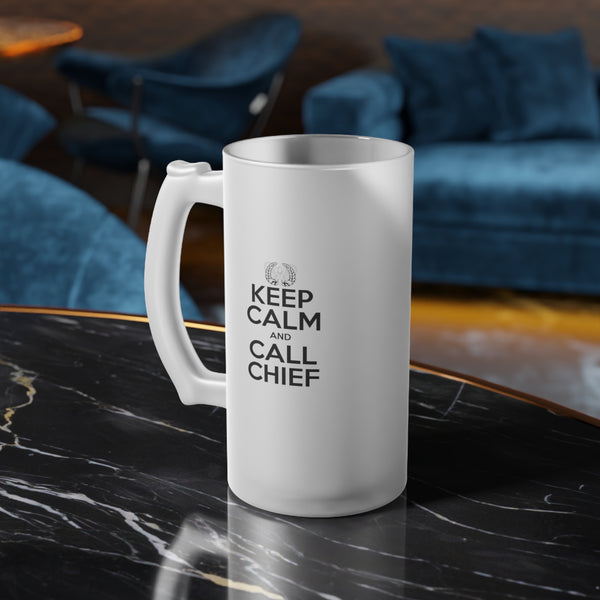 KEEP CALM and CALL CHIEF Warrant Officer Eagle Rising Frosted Beer Mug