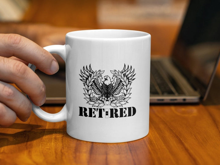 Army Chief Warrant Officer 2 (CW2) Eagle Rising (New Version) Retired Coffee Mug Black graphic on front - ChiefsLab