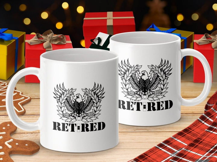 Army Chief Warrant Officer 2 (CW2) Eagle Rising (New Version) Retired Coffee Mug Black graphic on front - ChiefsLab