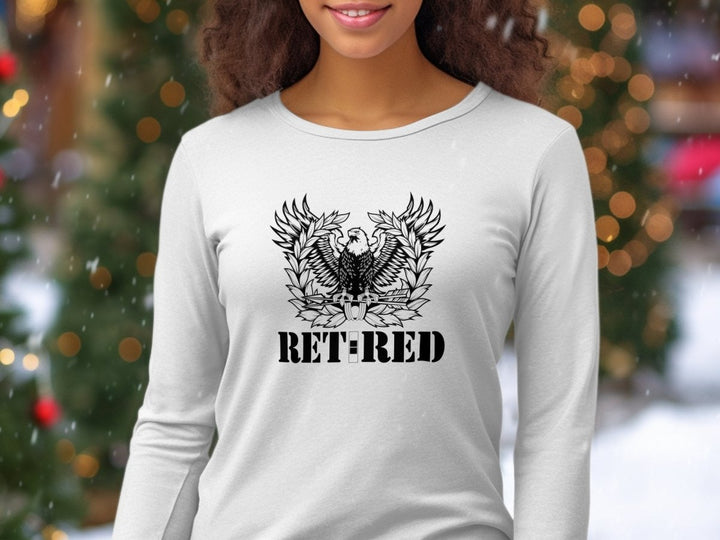 Army Chief Warrant Officer 2 (CW2) Eagle Rising (New Version) Retired Long Sleeve T-Shirt Black graphic on front - ChiefsLab