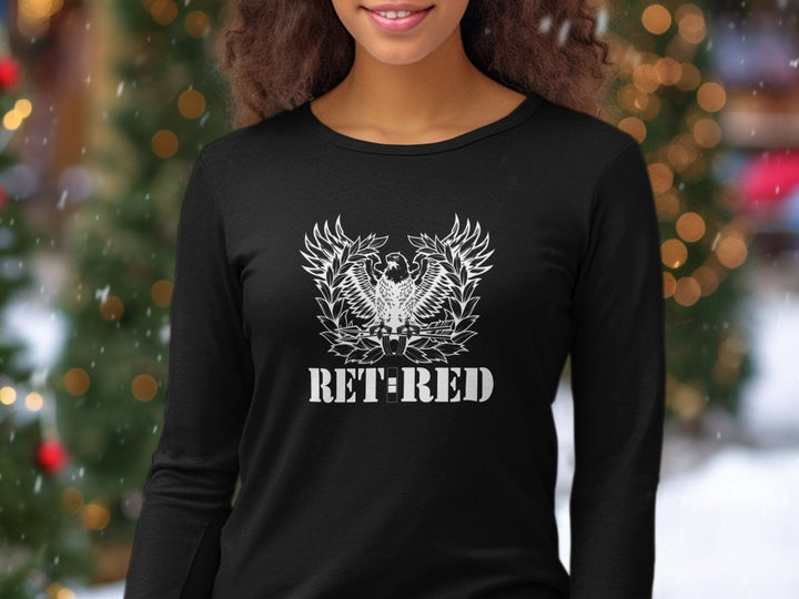 Army Chief Warrant Officer 2 (CW2) Eagle Rising (New Version) Retired Long Sleeve T-shirt White graphic on front - ChiefsLab